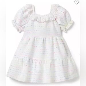 Janie and Jack White Tweed Eyelet Trim Dress 2T